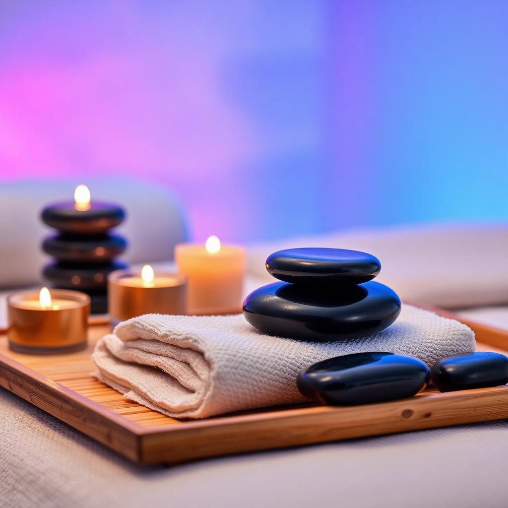 Hot stone massage therapy at Diba Day Spa