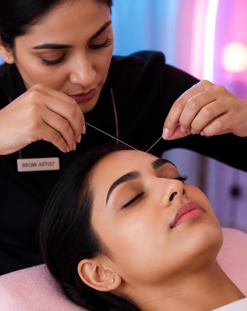 Professional eyebrow threading at Diba Day Spa